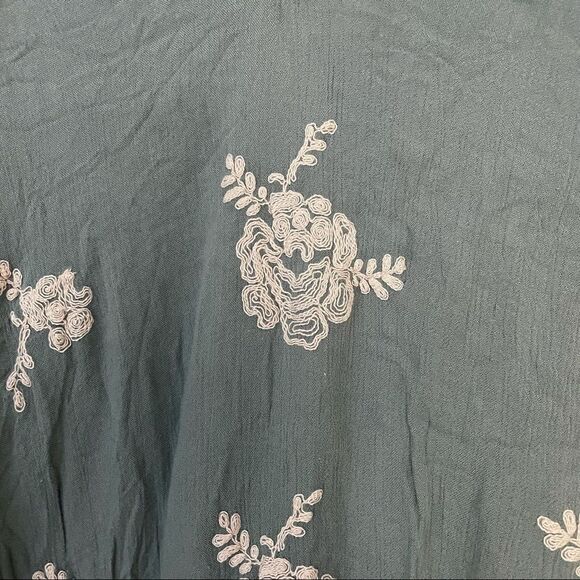 FREE PEOPLE Emma's Embroidered Dress in Misty Green Back Cut Out Detail SZ SP - Picture 4 of 12
